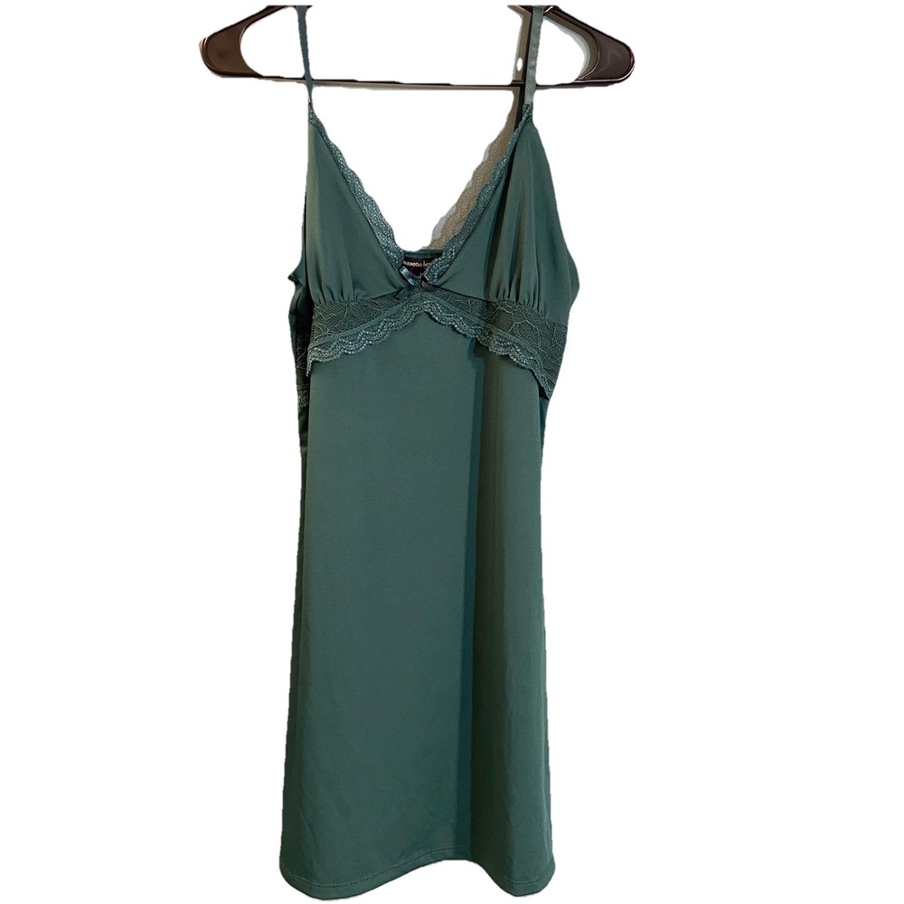 Nanette Lepore Women's Size Medium Green Sweetheart Lace Nightgown Slip Y2K‎